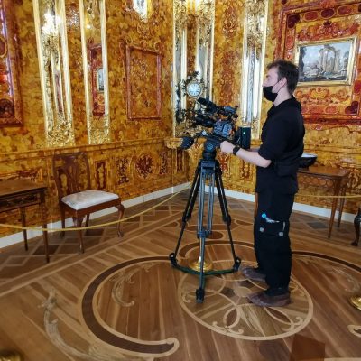 Filming at the Amber Room in Catherine's palace